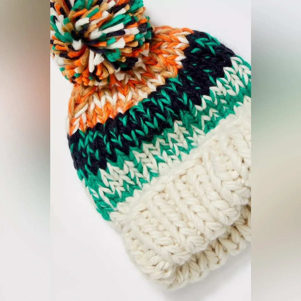 Free People Tide Stripe Knit Pom Beanie